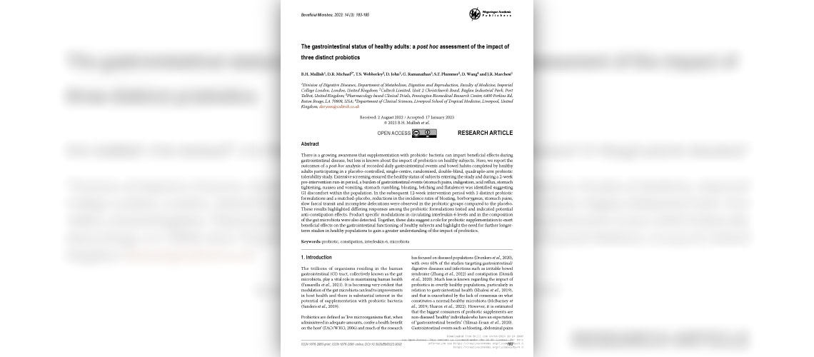 The gastrointestinal status of healthy adults: a post hoc assessment of the impact of three distinct probiotics