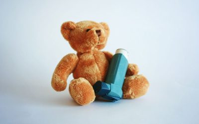 urso de peluche com bomba de asma